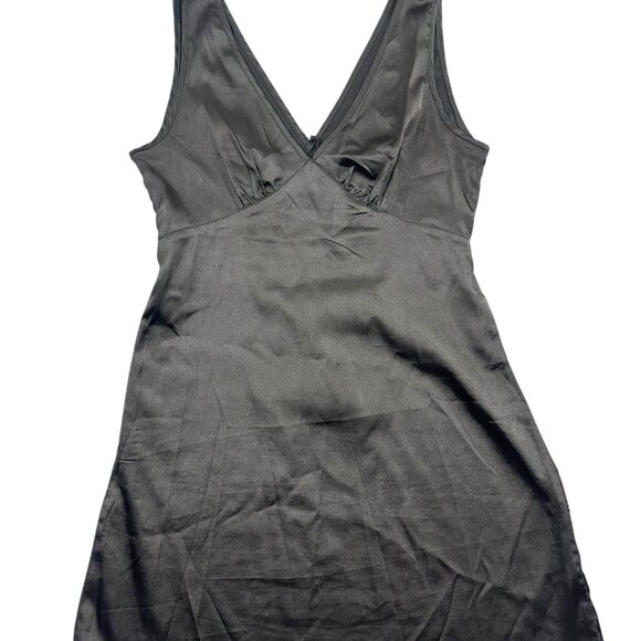 Black Silky Satin Slip Dress - Picture 1 of 6